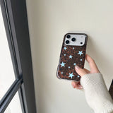 Yeknu  INS Winter Spot Leopard Print Blue Star Phone Case For iPhone 16 15 14 17 Pro Max 17Pro 17Air iPhone13 Case Soft Protect Cover
