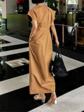 Yeknu  Korea Fashion New Summer Women Irregular Elegant Dress Casual Office Ladies Womens Pullover A-linen Dresses Black Bow Long Dress