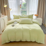 Yeknu  Queen Double Size Bedding Set Pillowcase Trendy Live Stream Button Washed Cotton Skin Friendly Breathable Modern Home Collection
