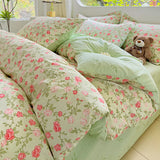 Yeknu  Comforter Botanical Flowers Garden Ultra Soft & Breathable 100%Nature Cotton Bedding Sets With Flat/Fitted Sheet 2 Pillowcases