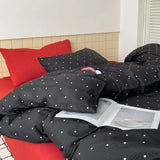 Yeknu  Polka Dot Bedding Set Blue Red Dots With Pillowcases Fitted Sheet For Teen Girls Women Cozy Bedroom Decor Full Queen Size