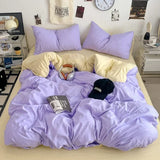 Yeknu  new class A can sleep naked washed cotton solid color sheets student dormitory simple double-spell four-piece bedding
