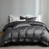 Yeknu 1200TC Egyptian Cotton Luxury Solid Color Hotel Style Satin Silky Bedding Set Duvet Cover Flat/Fitted Bed Sheet Pillowcases 4Pcs