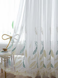 Yeknu  Simple window screen, White chiffon embroidered screen, Bedroom balcony partition, Transparent dustproof screen curtain