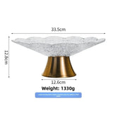 Yeknu  Light luxury high-legged glass fruit plate, brass base fruit plate, storage ornaments, ice pattern tableware storage 1PC