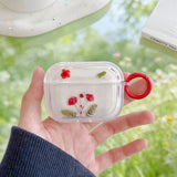 Yeknu  Pressed flower transparent headphone case protective cover, cute flower headphone protective cover with keychain