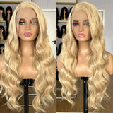 Yeknu  Blonde Highlight Wig Long Wavy Synthetic Lace Front Wig Loose Deep Wave Honey Blonde Colored Hair 13X4 Frontal Wigs for Women