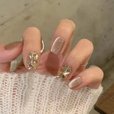 Yeknu  24 Square Short Fake Nails +1 Nail File +1 Piece of Jelly Glue