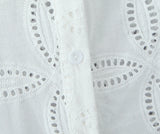Yeknu  European And American Style Summer Women's Suit White Short-sleeved Shirt + Lace Skirt Embroidery 2-piece Set Skirt