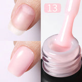 Yeknu  Rubber Base Gel Nail Polish Pink White Base Gel Top Coat Jelly Semi Transparen French Soak Off UV Nail Art Varnish