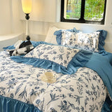 Yeknu  3Pcs French Romantic Lace Bedding Sets Queen Sizes Duvet Cover Set King Size Brushingprocess Skin Friendly Suitable For All Ages