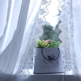 Yeknu  Korean Pink Lace Sheer Curtains for Living Room, Thick Short Tulle Curtain for Kitchen Bathroom Cupboard, Elegant Window Decor