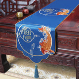 Yeknu Chinese Style Embroidered Table Flag High-End Rich fish Table Runners Home Wedding Decoration Simplicity Long Tablecloth