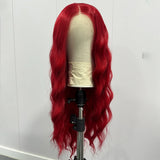 Yeknu  Red Wig Loose Curly Wig Synthetic Lace Front Wigs for Women Long Natural Wave Wig Ready to Wear Cosplay Wig Heat Resistant Fiber