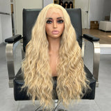 Yeknu  Highlight Wig Long Blonde Wavy Synthetic Hair Free Part 613 Mixed Colored Natural Wave Deep Curly 13X4 Lace Front Wigs for Women