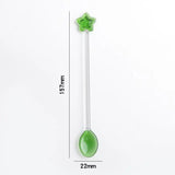 Yeknu  Japanese Style Creative Milk Dessert Star Spoon Colorful Transparent Glass Spoon Cute Long Handled Coffee Stirring Spoon