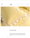 Yeknu Korean Princess Style Bedding Sets Ins Lace Bowknot Duvet Cover Fitted Sheet For Girl Woman Home Bedroom Kawaii Bed Linens