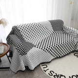 Yeknu  Black and White Sofa Cover Sofa Blanket Sofa Towel Scandinavian Simple Sofa Cover Leisure Blanket Outing Picnic Blanket