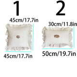 Yeknu with Lotus Frill French Lace Pillow Cover Washed Material Comfortable Embroidered Cushion Cover Soft Pillow Shell Bedroom
