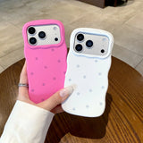 Yeknu  Fashion Wave Point Matte Candy Color Slim Case for iPhone 16 17 Pro Max Polka Dot Soft Silicone Shockproof Ultra Thin Cover
