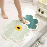Yeknu  Tufting Floral Bathmat Soft Bathroom Door Mat Fluffy Rug Bedroom Foot Carpet Floor Safety Pad Aesthetic Home Room Decor