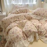 Yeknu  Korean Style Bedding Set with Pillowcase bed sheet Single Full Size Bed Linen Duvet Cover Set Queen/King Double Comforter Cover