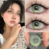 Yeknu   Color Contact Lenses Myopia Lenses Pupils with Degree Green Natural Colorcon Eye Contacts Beauty Fashion Lenses 1Pair