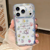 Yeknu  Transparent Colorful Butterfly Flowers Phone Case For iPhone 17 16 ProMax Cases 15pro 14 Pro max Luxury IMD Back Cover funda