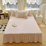 Yeknu  New INS Princess Style Bedding Sets Ruffle Lace Bow Quilt Cover Romantic Bedclothes Woman Girls Bedroom Duvet Cover 4pcs