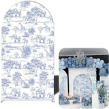 Yeknu  Mehofond Custom 2-Sided Toile De Jouy Jungle Safari Kids Birthday Party Baby Shower Cover Chiara Arch Background Decor Backdrop