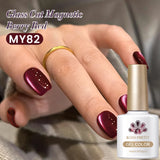 Yeknu  10ml Black Glass Cat Magnetic Gel Nail Polish Ultra Shine Gold Silver Glitter Soak Off UV LED Gel Nail Art Varnish