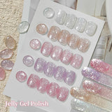 Yeknu  10ml Fluttering Flakes Jelly Gel Polish Semi Permanent Soak Off UV Gel Nail Art Manicure Nail Supplies Vernis