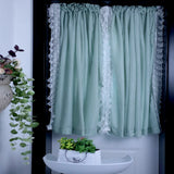 Yeknu  Korean Pink Lace Sheer Curtains for Living Room, Thick Short Tulle Curtain for Kitchen Bathroom Cupboard, Elegant Window Decor