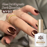 Yeknu  10ml Black Glass Cat Magnetic Gel Nail Polish Ultra Shine Gold Silver Glitter Soak Off UV LED Gel Nail Art Varnish
