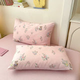 Yeknu 100% Cotton 4-Piece Duvet Cover Set (1 Duvet Cover 2 Pillowcases 1 sheet), Minimalist Cartoon Design, Ultra-Soft Bedding Set