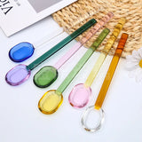 Yeknu  Long handled Scoop Glass Spoon Dessert Spoon Teaspoon high Borosilicate  Spoon Coffee Tableware Gift Tea Spoons for Ice Cream