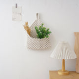 Yeknu  Handmade Macrame Hanging Storage Basket Magazine Flower Organizer Pouch Small Stuff Organization Home Room Cafe Shop Decor