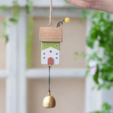 Yeknu  Nordic Wood House Wind Chime Handmade Hanging Bell Door Handle Wall Kids Room Decorations Garden Home Office Nursery Decor