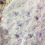 Yeknu  100x150cm Jacquard Chiffon Fabric Summer for Dresses Skirts Shirt T-shirt Sewing Needlework Cloth Thin Soft Breathable Flower