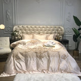 Yeknu Royal Golden Embroidery European Palace Luxury Bedding Set Champagne Brocade Egyptian Cotton Duvet Cover Bed Sheet Pillowcases
