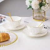 Yeknu  High End Exquisite Phnom Penh Pumpkin shape Ceramic Black Tea Cup Afternoon tea European Bone Coffee Cup and Plate Set,1Pc