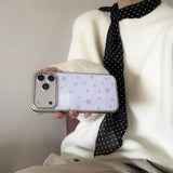 Yeknu  Autumn-Winter Minimalist Purple Stars Sliver Edge Back Cover Case for iPhone 13 14 15 16 17 Pro Max 17Pro Protective Phone Case