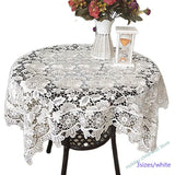 Yeknu  Luxury white lace tablecloth, water soluble, embroidered roses for tea, wedding, kitchen, party, christmas, new year, decoration