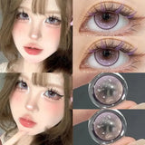 Yeknu  1 Pair Purple Color Contact Lenses with Myopia for Eye Lenses Beauty Pupils Natural Eye Lenses Cosmetic Fast Shipping