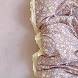 Yeknu  Princess Bedding Set Ruffle Lace Quilt Cover Romantic Bedclothes Woman Girls Home Decor Duvet Cover Set Korean Style Floral