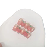 Yeknu  10pcs Summer Transparent Cat-Eye Handmade Nails Sculpted Apple Press on Nail Short Ladder Full Coverage Nail Tips for Women&Girl