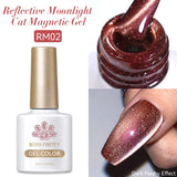 Yeknu  Gold Reflective Moonlight Gel Nail Polish Cat Magnetic Aurora Spar Glitter Semi-Permanant Varnish Nail Art Magnetic
