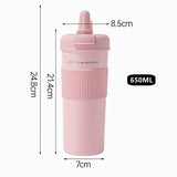 Yeknu  650ml Fashion Stainless Steel 316 Thermal Flask With Straw Leak-Proof Coffee Tea Cold Drink Car Thermal Bottle Travel Tumbler