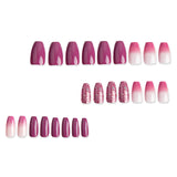 Yeknu  24 PCs Short Pieces of French Gradient Glitter Fingernail with 1 Jelly Gel and 1 Nail File