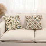 Yeknu  Cotton Linen Flower Cushion Pillowcase Retro European Style Living Room Sofa Backrest High Precision Jacquard Cushion Cover